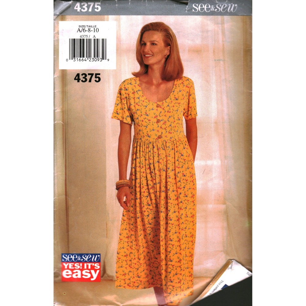 See & Sew 4375 Sewing Pattern Misses Dress Dirndl Skirt Size 6 8 10 Easy cut